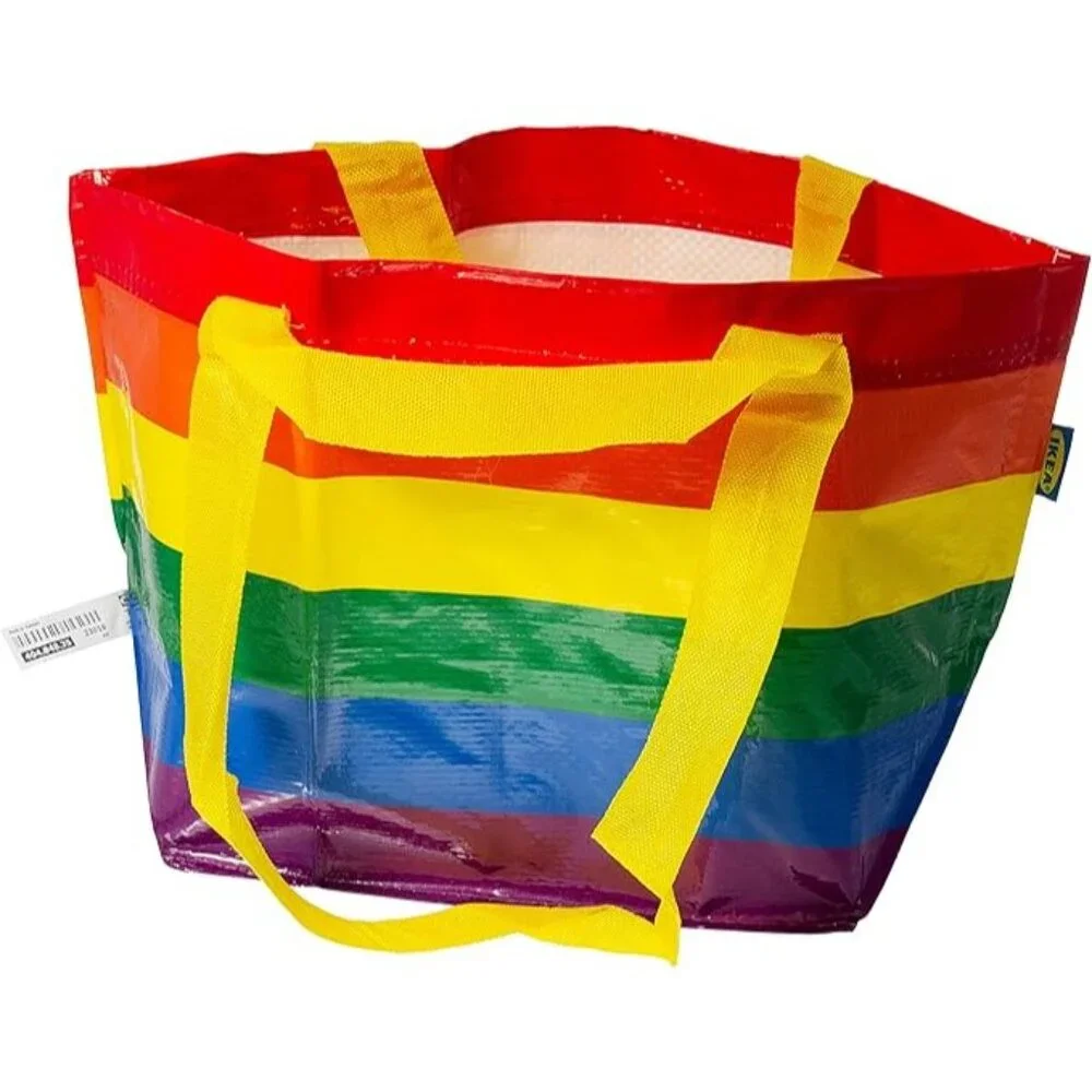 2 Ikea Storstomma Rainbow Reusable Small Shopping Carry Bag Multicolor Pride